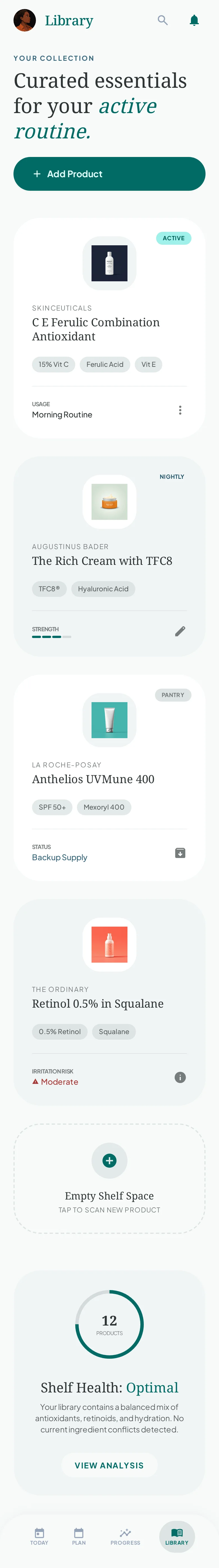 Product library in Connie's Skin